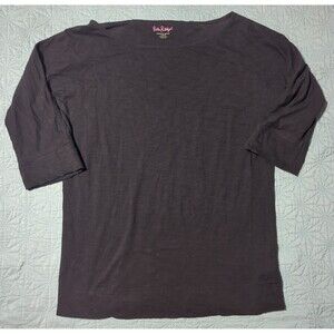 Lily Pulitzer Black Classic Cotton Knit 3/4 Length Sleeve Boat Neck Top Womens L